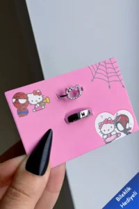 The Collection Hello Kitty Spiderman Adjustable Couple Friendship Lover Ring (Adjustable Ring)
