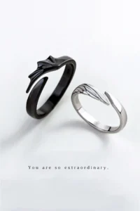 The Collection Angel and Devil Dragon Wing Adjustable Couple Friendship Lover Ring - Image 2
