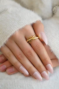The Collection Set of 2 Modern Domed Vintage and Cross Form Vip Gold Rings - Image 4