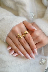 The Collection Set of 2 Modern Domed Vintage and Rope Form Vip Gold Rings - Image 2