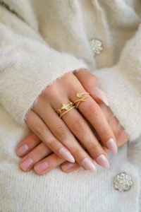 The Collection Set of 2 Modern Clover and Solitaire Detailed Form Vip Gold Rings - Image 2