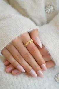 The Collection Daisy Vip Gold Ring Set with Rows of Daisy and Zircon Stones - Image 3