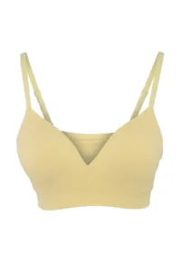 TRENDYOLMİLLA Yellow single seamless Without underwire Plain Sabit Container bralette Bra