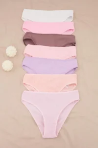 TRENDYOLMİLLA Pink-Multicolored 7's Camisole Briefs Plain Briefs Panties