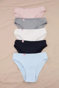 TRENDYOLMİLLA Navy Blue-Multicolored 5 Sets Camisole Briefs Weaving Detailed Plain Briefs Panties