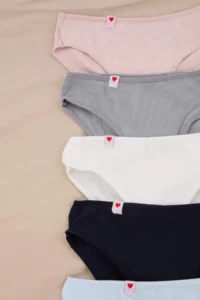TRENDYOLMİLLA Navy Blue-Multicolored 5 Sets Camisole Briefs Weaving Detailed Plain Briefs Panties - Image 2