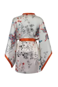TRENDYOLMİLLA Orange 2 Sets Dowry Set Floral Satin Weaving Belted Robe + Nightgown - Image 7