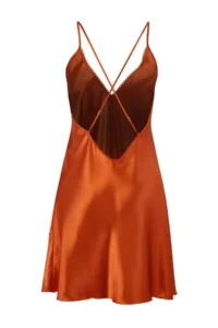 TRENDYOLMİLLA Orange 2 Sets Dowry Set Floral Satin Weaving Belted Robe + Nightgown - Image 9