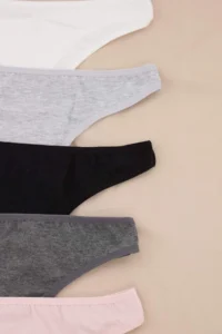 TRENDYOLMİLLA Gray-Multicolored 5 Sets single jersey Plain Thong Panties - Image 2