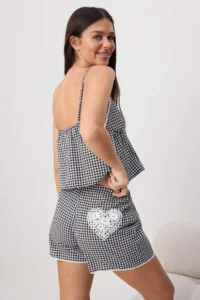 TRENDYOLMİLLA Black Printed shally Weaving Pajama Set - Image 2