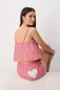 TRENDYOLMİLLA Red Printed shally Weaving Pajama Set - Image 2