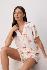 TRENDYOLMİLLA Multicolored Printed shally Weaving Pajama Set