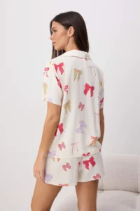 TRENDYOLMİLLA Multicolored Printed shally Weaving Pajama Set - Image 4