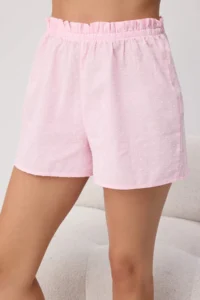 TRENDYOLMİLLA Pink Plain Voile Weaving Pajama Set - Image 3