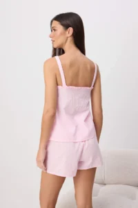 TRENDYOLMİLLA Pink Plain Voile Weaving Pajama Set - Image 4