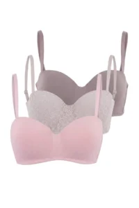 TRENDYOLMİLLA Mink-Multicolored 3 Sets Micro Lace Sabit Container Strapless Bra