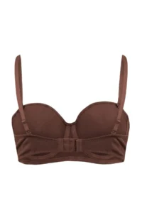 TRENDYOLMİLLA Brown-Multicolored 3 Sets Cotton Ribbed Covered Strapless Bra - Image 10