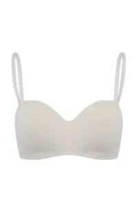 TRENDYOLMİLLA Brown-Multicolored 3 Sets Cotton Ribbed Covered Strapless Bra - Image 2