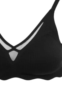 TRENDYOLMİLLA Black Micro Striped Tulle Detailed Covered bralette Bra - Image 2