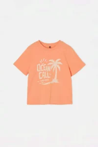 Orange-Black-Blue Plain Knitting T-Shirt - Image 2
