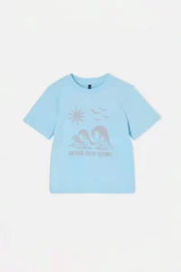 Orange-Black-Blue Plain Knitting T-Shirt - Image 4