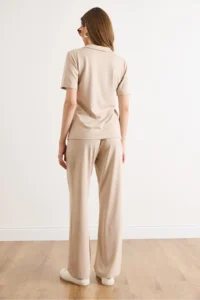 Olalook Women's Stone Polo Collar Top and Bottom Viscose Suit - Image 6