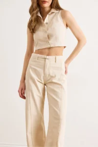 Olalook Women Cream Vest Pants DENIM Set - Image 5