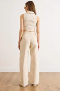 Olalook Women Cream Vest Pants DENIM Set - Image 6