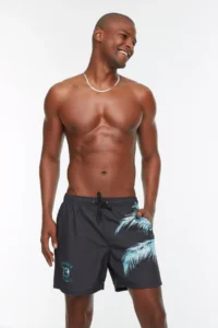 MAN Black Printed Standard Size Swimsuit Swim Shorts