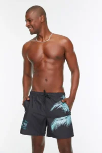MAN Black Printed Standard Size Swimsuit Swim Shorts - Image 3