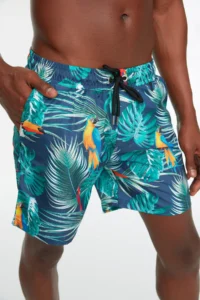 MAN Multicolored Tropik Printed Standard Size Swimsuit Swim Shorts - Image 3