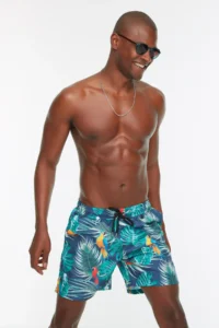 MAN Multicolored Tropik Printed Standard Size Swimsuit Swim Shorts - Image 4