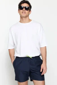 MAN Navy Blue Basic Standard Size Swimsuit Swim Shorts - Image 3