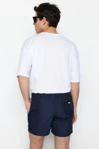 MAN Navy Blue Basic Standard Size Swimsuit Swim Shorts - Image 5