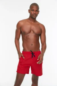 MAN Red Basic Standard Size Swim Shorts - Image 4