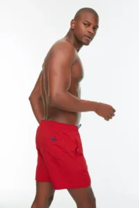 MAN Red Basic Standard Size Swim Shorts - Image 5