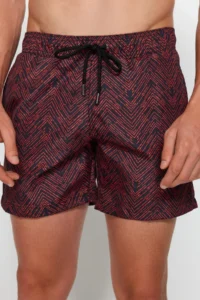 MAN Black-Orange Standard Size Geometric Swimsuit Swim Shorts - Image 2