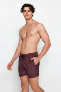 MAN Black-Orange Standard Size Geometric Swimsuit Swim Shorts - Image 3