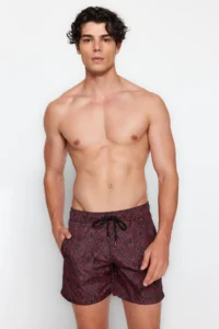 MAN Black-Orange Standard Size Geometric Swimsuit Swim Shorts - Image 4