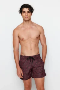 MAN Black-Orange Standard Size Geometric Swimsuit Swim Shorts - Image 5