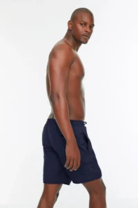 MAN Navy Blue Cargo with pocket Standard Size Swimsuit Swim Shorts - Image 10