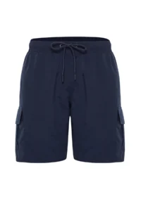 MAN Navy Blue Cargo with pocket Standard Size Swimsuit Swim Shorts - Image 11