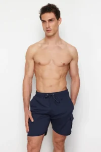 MAN Navy Blue Cargo with pocket Standard Size Swimsuit Swim Shorts - Image 3