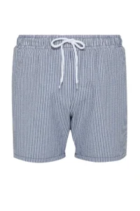 MAN Navy Blue Striped seersucker Material Swimsuit Swim Shorts - Image 9