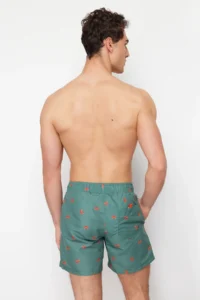 MAN Green Standard Fit Patterned Crab Patterned Swim Shorts - Image 6