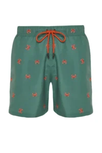 MAN Green Standard Fit Patterned Crab Patterned Swim Shorts - Image 8