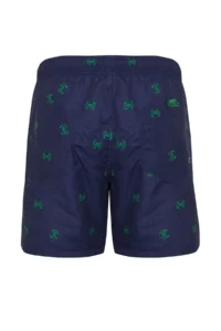 MAN Navy Blue Standard Fit Crab Patterned Swimsuit Swim Shorts - Image 8