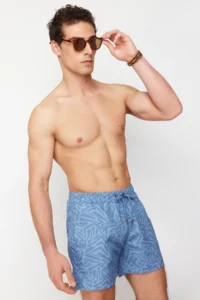 MAN Mavi Standard Size Geometric Printed Swimsuit Swim Shorts - Image 4