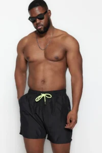 MAN Black Plus Size Standard Fit Swim Shorts - Image 10