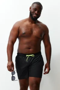 MAN Black Plus Size Standard Fit Swim Shorts - Image 3